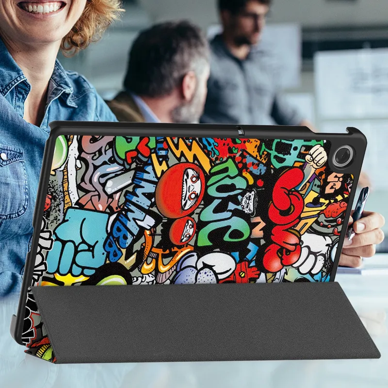 Etui Graficzne Do Lenovo Tab 10.1 2025 Z Klapką - Grafitowy