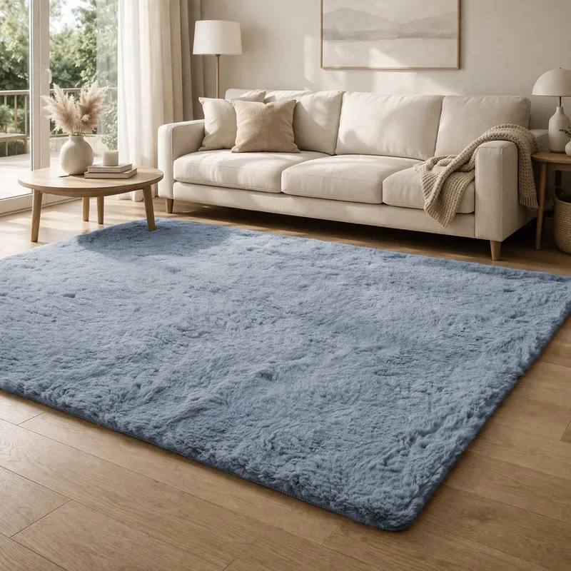 Dywan Rabbit 100x60 cm Miękki Shaggy Do Salonu - Srebrny