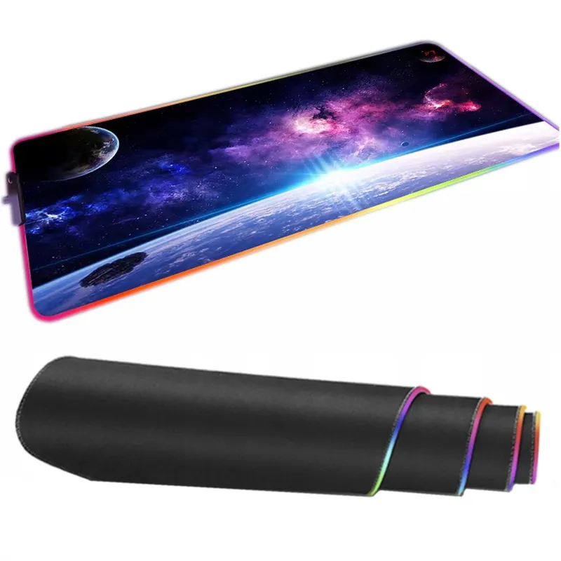 Podkładka Pod Mysz RGB 80x30 LED XXL Kosmos - Czarna