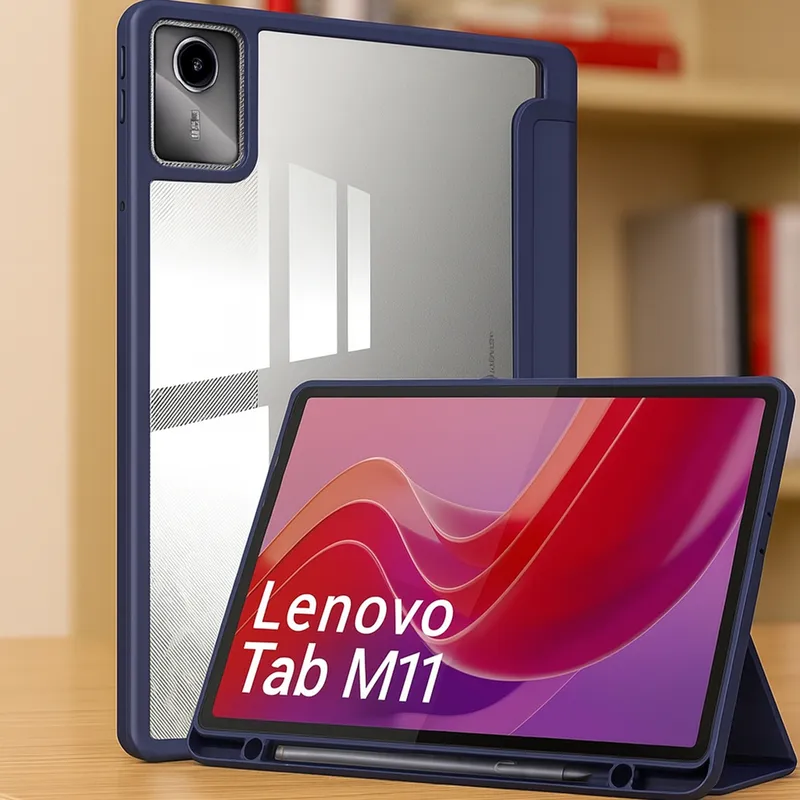 Etui Crystal Case Lenovo Tab M11 10.95 11 TB330 Z Podstawką - Granatowe