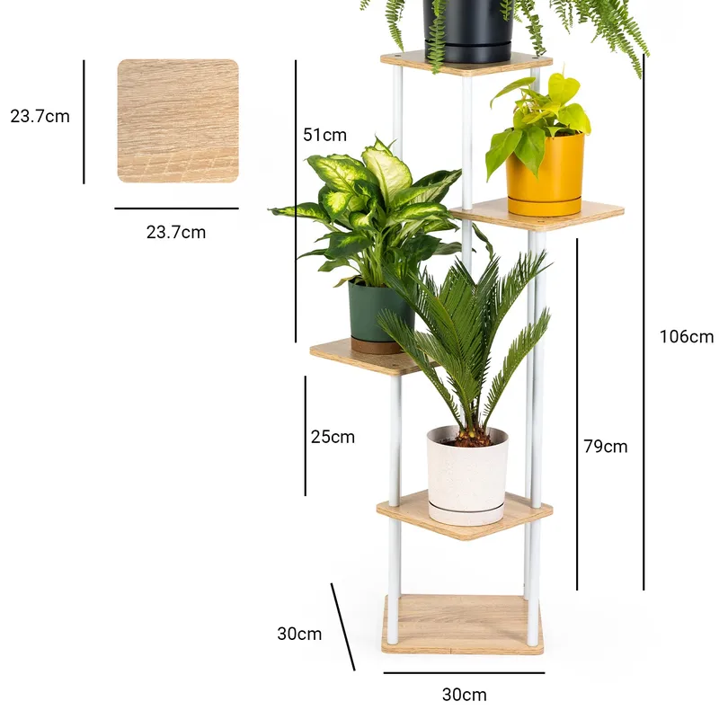 Kwietnik Metalowy Stojący 5 Poziomów 106cm Palace - Biały