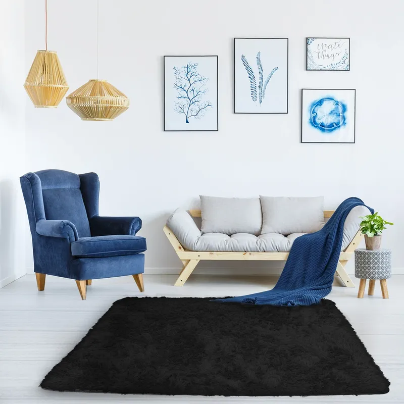 Dywan Shaggy 400x300 cm Miękki Puszysty Do Salonu - Czarny