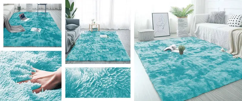 Dywan Shaggy Ombre 150x100 cm Do Salonu I Sypialni - Niebieski
