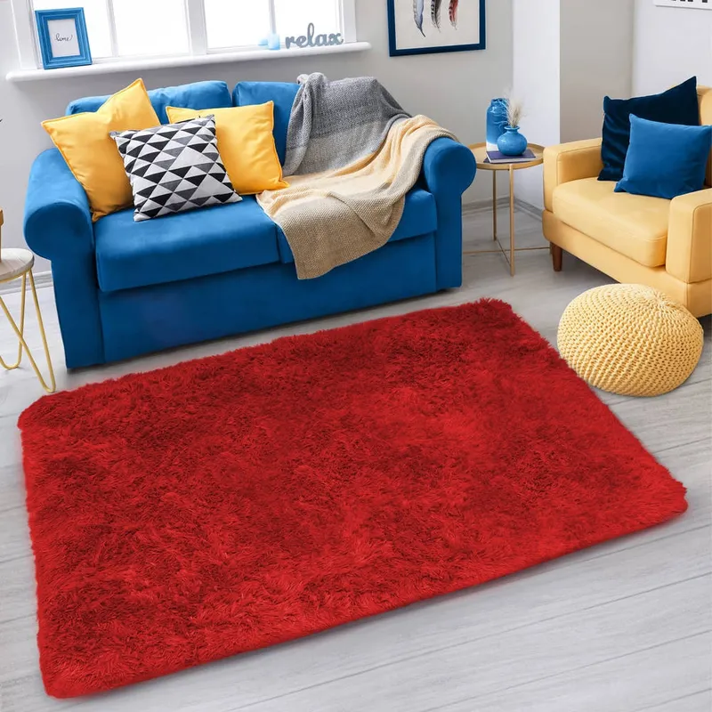 Dywan Shaggy 220x160 cm Living Room Miękki Puszysty - BloodyRed