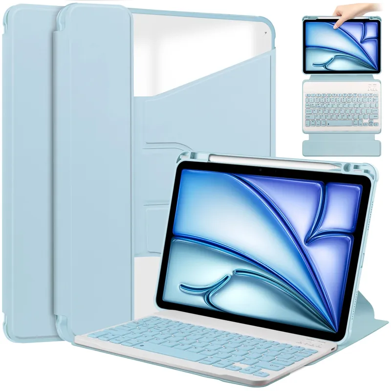 Etui 360 Z Klawiaturą Do IPad Air 11 M4/M3/M2 - Niebieski
