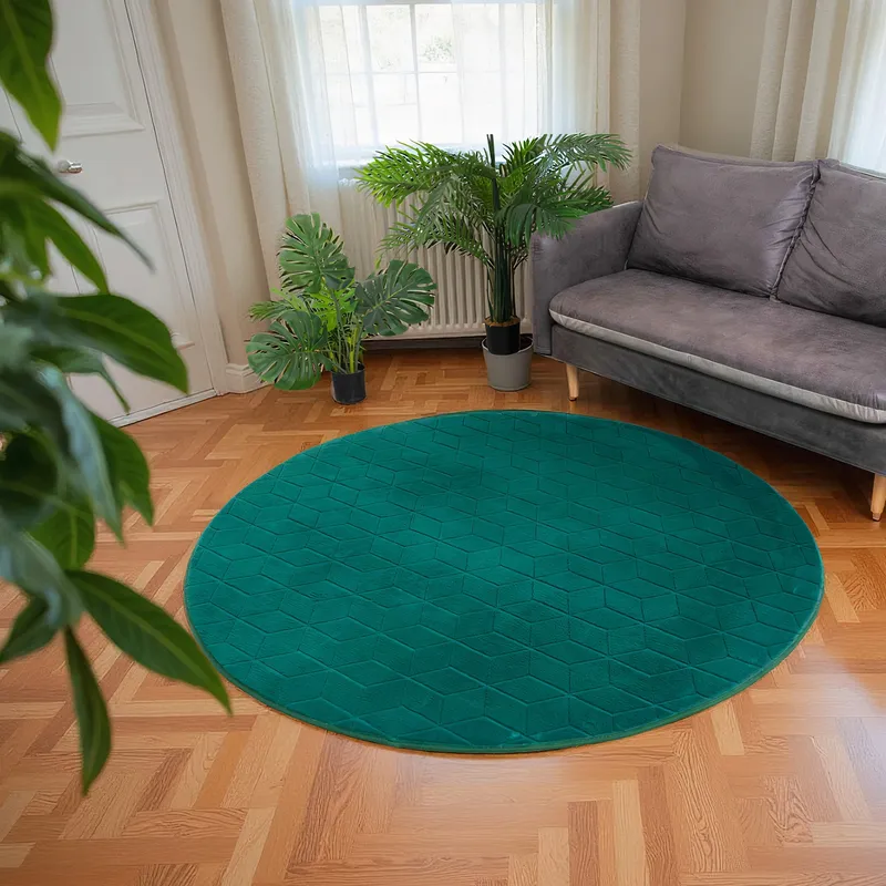 Dywan Okrągły Rabbit 3D 120 cm Do Salonu I Sypialni - Zielony