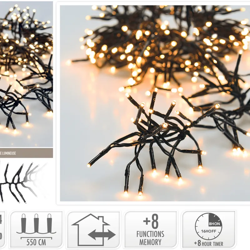 Lampki Choinkowe 768 LED Ciepłe 8 6m Timer 8F Wewnętrzne/Zewnętrzne - Białe