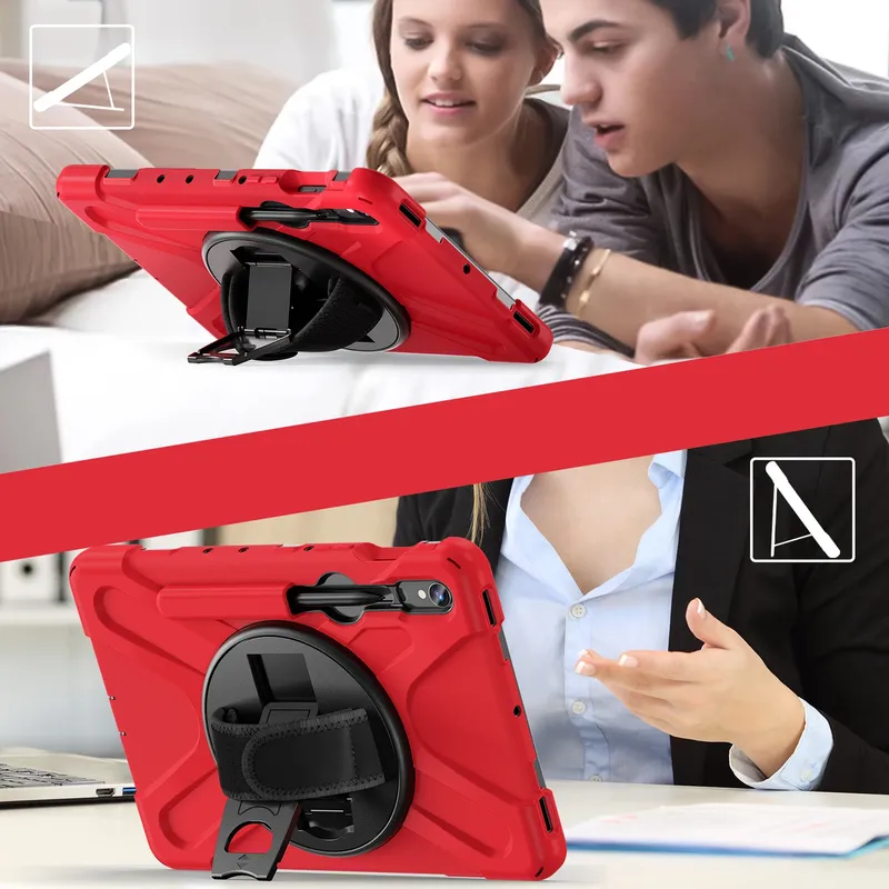 Etui Pancerne Shockproof Do SAMSUNG Galaxy Tab S9/S10 Z Uchwytem - Czerwone