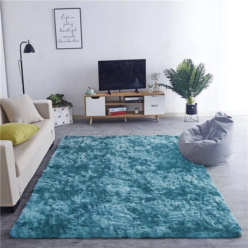 Dywan Shaggy Ombre 200x200 cm Do Salonu I Sypialni - Granatowy