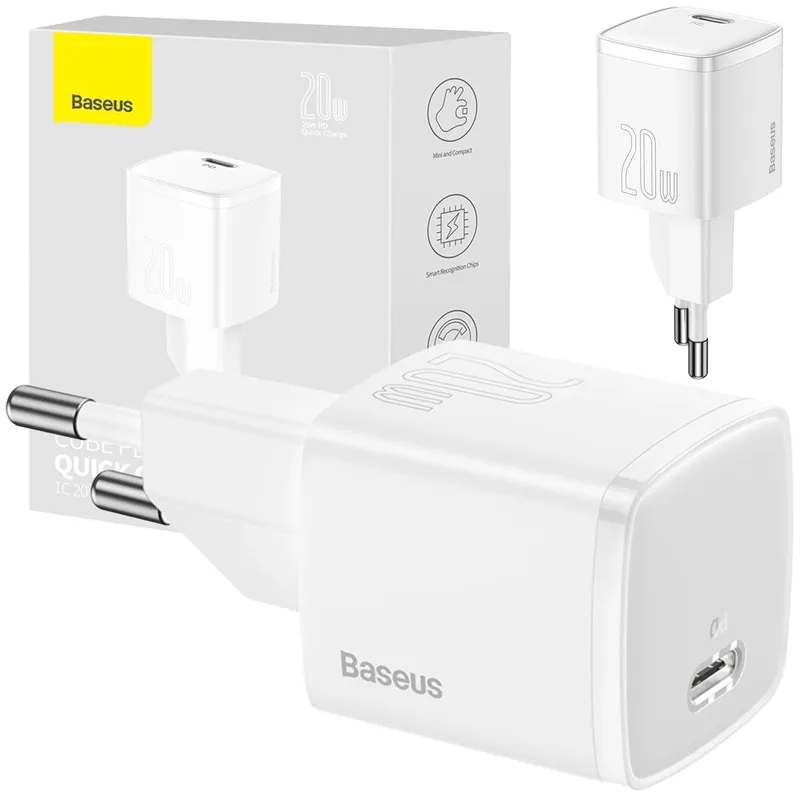 Ładowarka Sieciowa BASEUS Cube 20W USB-C Szybka - Biała
