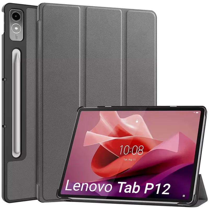 Etui Smart Case Do Lenovo Tab P12 TB370 12.7 Z Podstawką - Szare