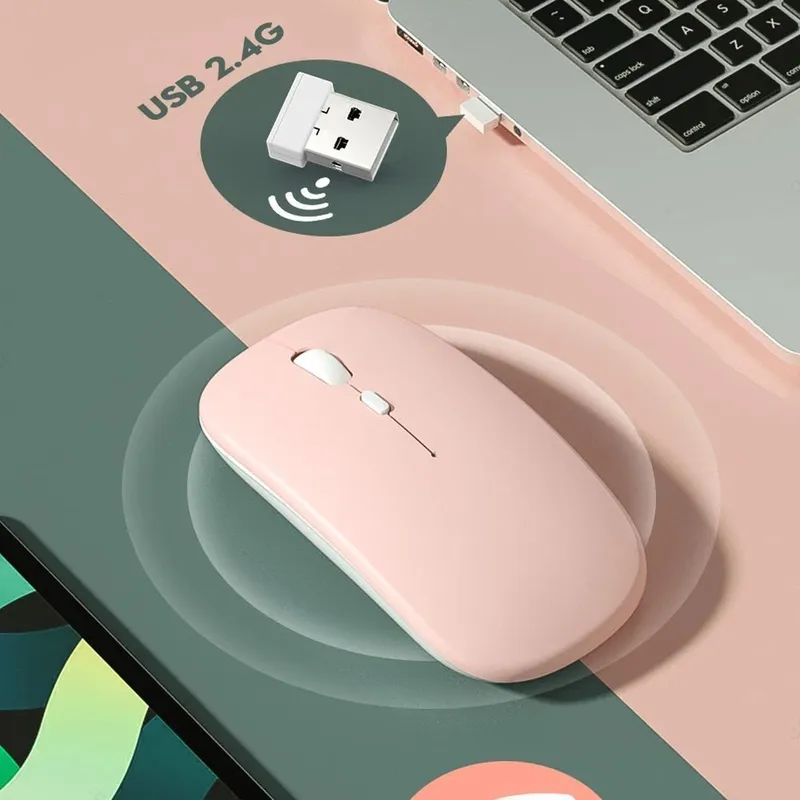 Myszka Bezprzewodowa Bluetooth 2.4G Sensor Optyczny - Biała