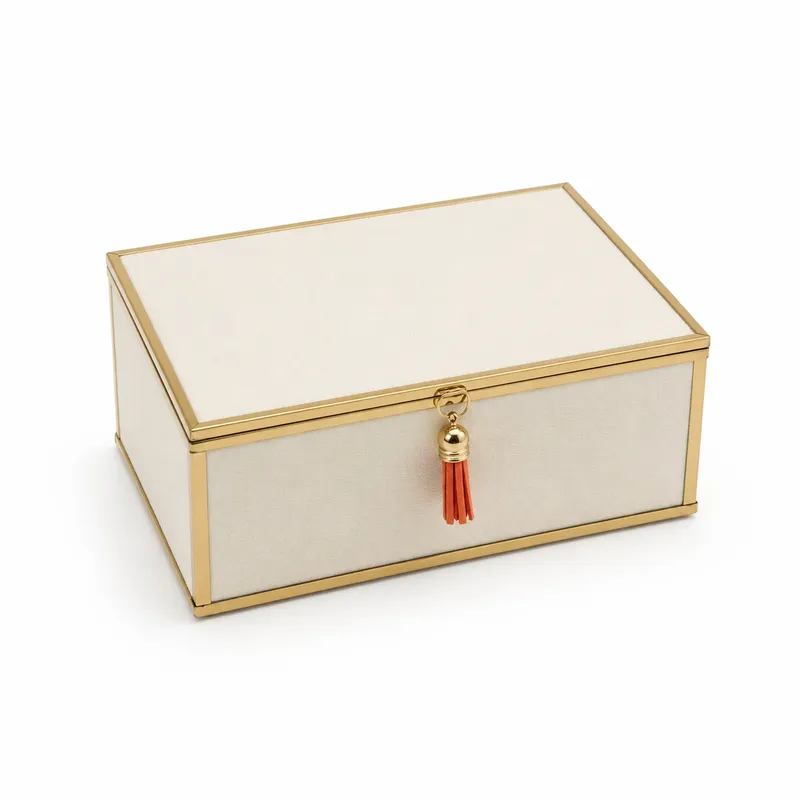 Szkatułka Na Biżuterię 18x13x7 cm Welurowa Organizer - Beżowa