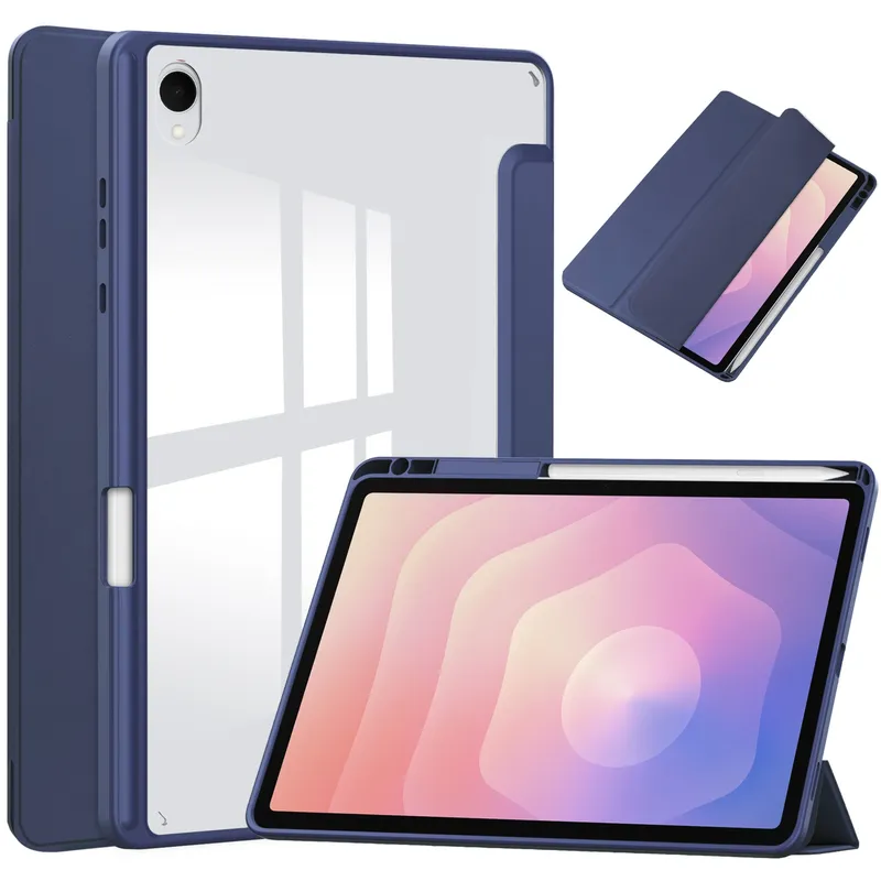 Etui Clear Pencil Do SAMSUNG Galaxy Tab S11 11 SM-X736 Z Klapką - Granatowe