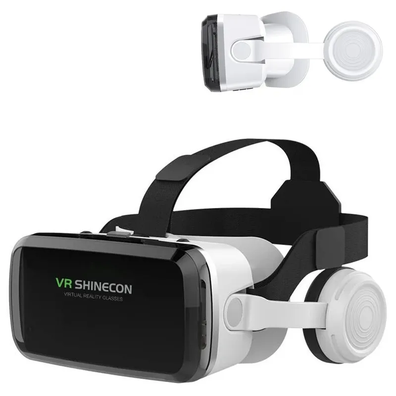 Okulary Gogle VR 3D 360 Shinecon G04BS Ze Słuchawkami Do Smartfona - Biały