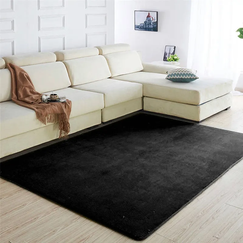 Dywan Polar 170x120 cm Miękki Do Salonu I Sypialni - Czarny
