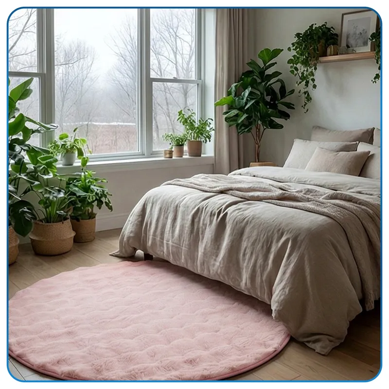Dywan Okrągły Rabbit Bubble 120 cm - Różowy