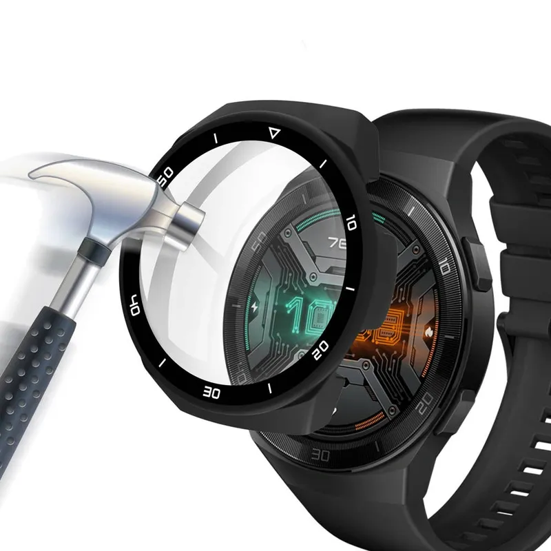 Etui Do Huawei Watch GT 2E Z Szkłem Hartowanym 2w1 - Czarne