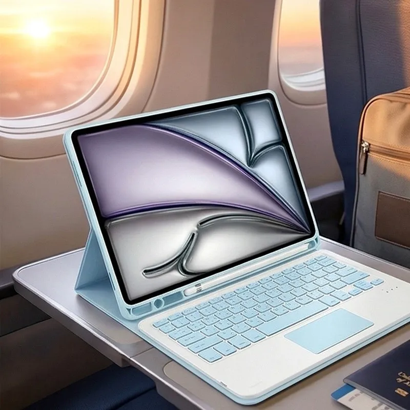 Etui Z Klawiaturą Touchpad Do IPad Air 11 M2/M3/M4 - Niebieski