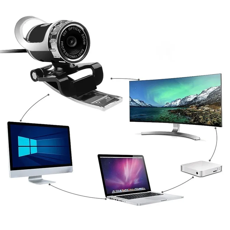 Kamera Internetowa Full HD Z Mikrofonem Do PC Laptop A859 - Czarna