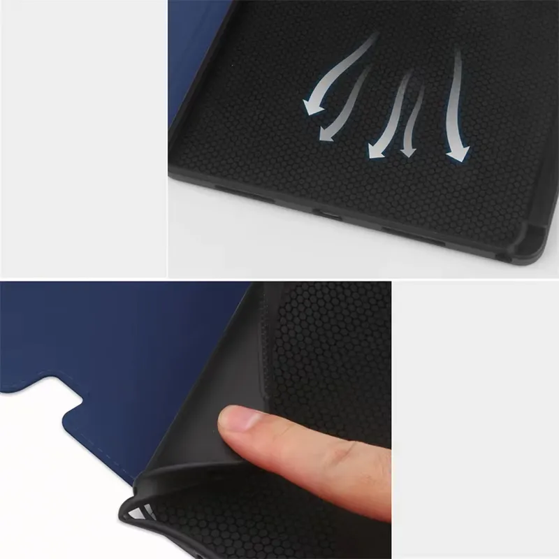 Etui Skórzane Do Lenovo Tab M11 10.95 Z Kieszeniami I Podstawką - Granatowe
