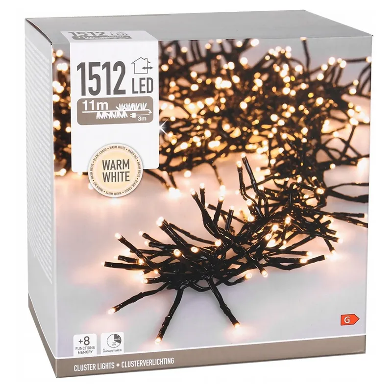 Lampki Choinkowe 768 LED Ciepłe 8 6m Timer 8F Wewnętrzne/Zewnętrzne - Białe