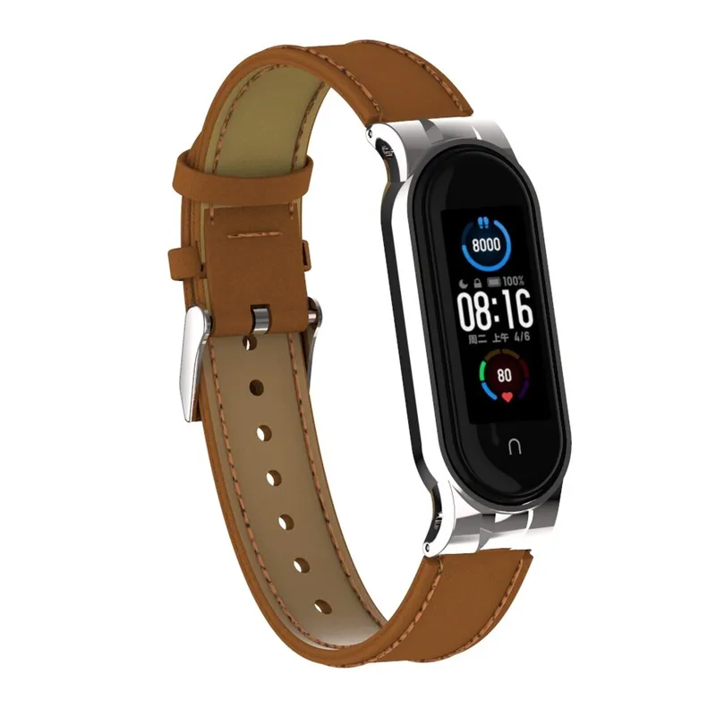 Pasek Skórzany Do XIAOMI Mi Band 8 Wymiennym - Brązowy