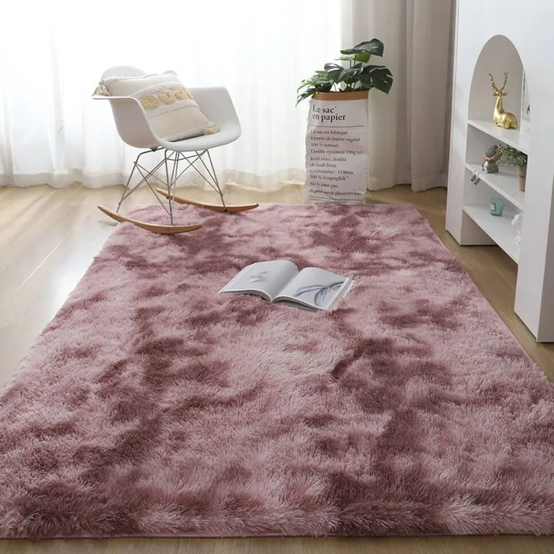 Dywan Shaggy Ombre 200x200 cm Do Salonu I Sypialni - Różowo-Fioletowy