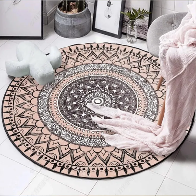 Dywan Okrągły Novo 90x90 cm Aztecki - Beżowy