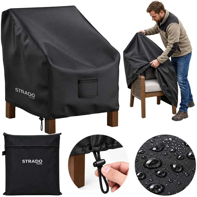 Pokrowiec Na Krzesło Ogrodowe 104x73x61 cm Wodoodporny - Czarny