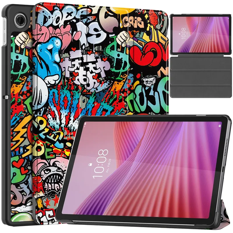 Etui Graficzne Do Lenovo Tab 10.1 2025 Z Klapką - Grafitowy