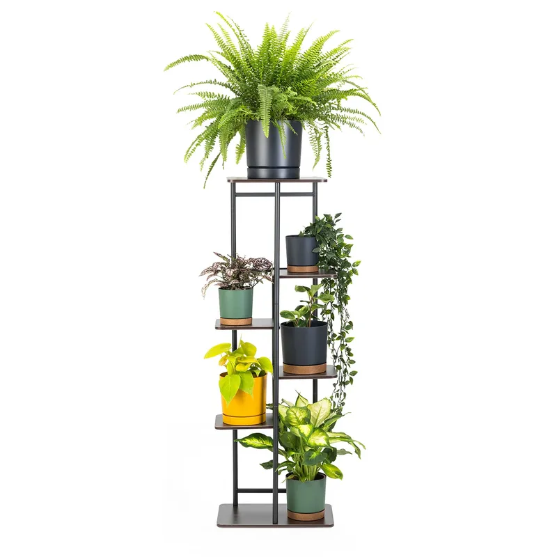 Stojący Kwietnik 106cm Metalowy 6 Poziomów Regał Loft Mondo - Czarny