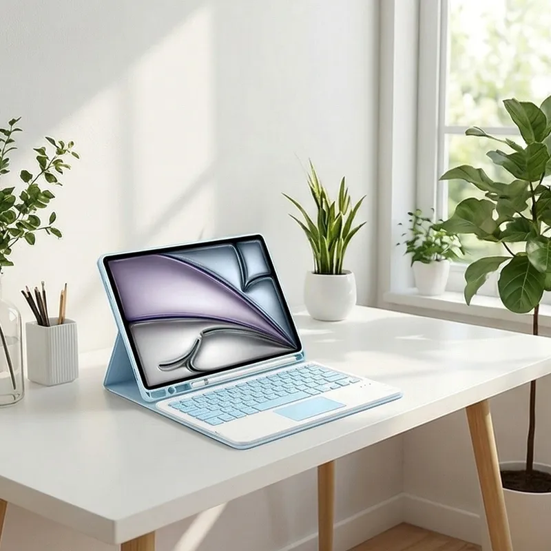 Etui Z Klawiaturą Touchpad Do IPad Air 11 M2/M3/M4 - Niebieski