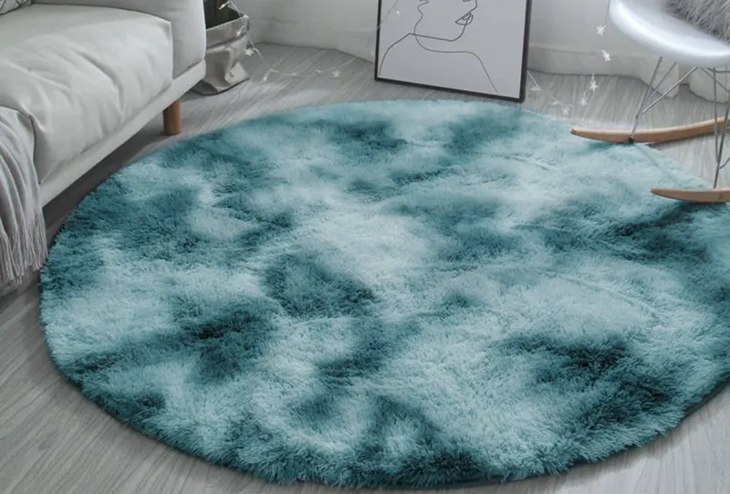 Dywan Okrągły Shaggy Ombre 120x120 cm Do Salonu - Granatowy