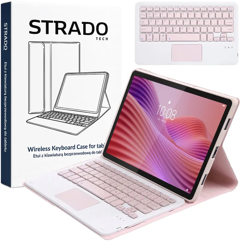 Etui Z Klawiaturą Touch Do Lenovo Tab 10.1 2025 TB311FU TB311XU - Różowy