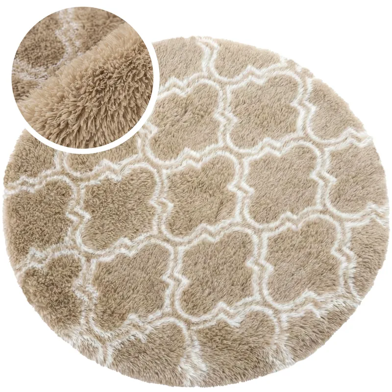 Dywan Okrągły Shaggy Decor 140x140 cm Do Salonu - Khaki