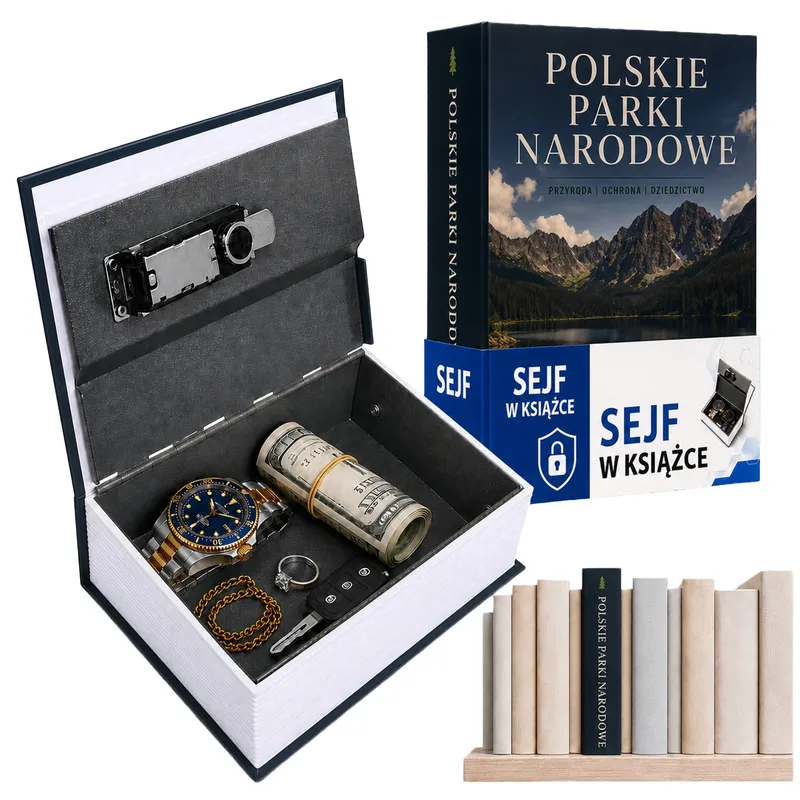 Sejf Książka Metalowa Skrytka Na Pieniądze Klucze Biżuterię - Polskie Parki