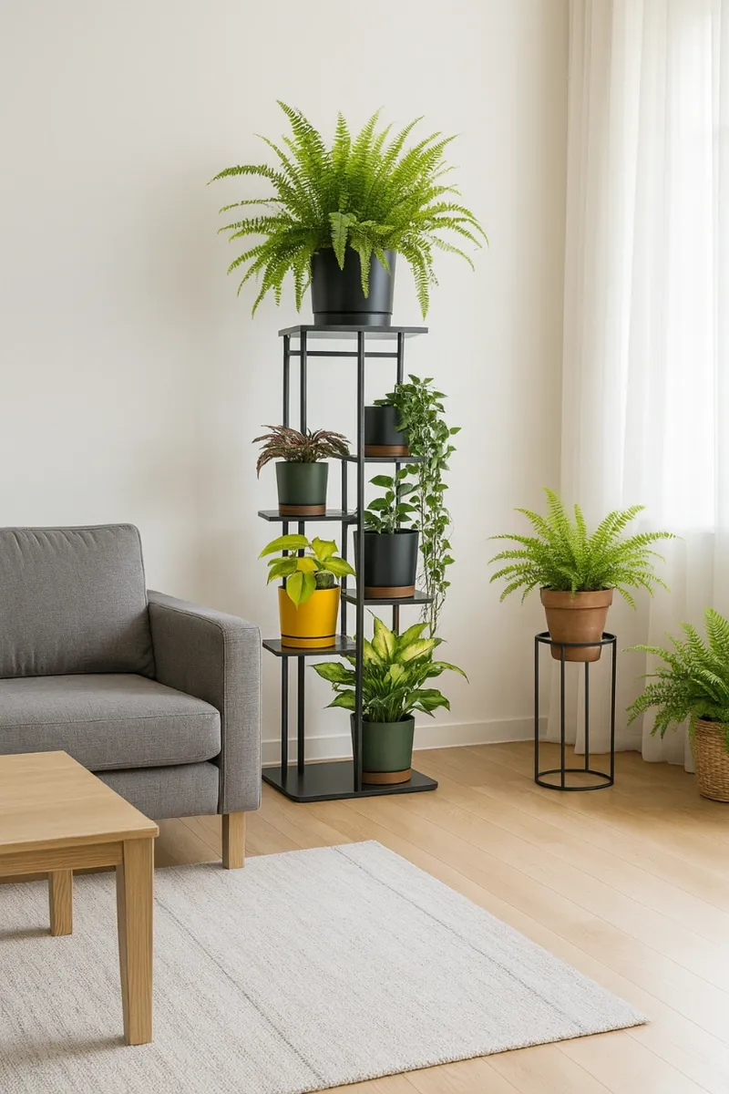Stojący Kwietnik 106cm Metalowy 6 Poziomów Regał Loft Mondo - Czarny