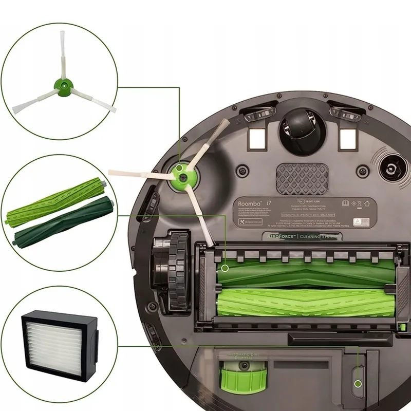 Zestaw XL Szczotki Filtry Akcesoria IRobot Roomba I7 I3 - Zielony