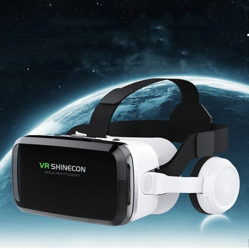 Okulary Gogle VR 3D 360 Shinecon G04BS Ze Słuchawkami Do Smartfona - Biały