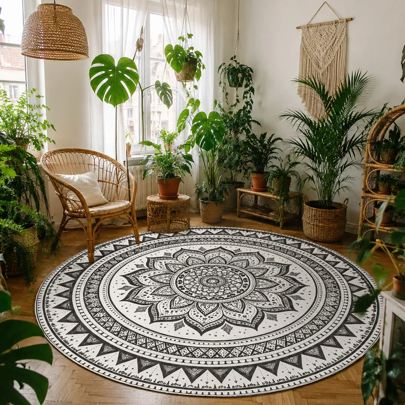 Dywan Okrągły Mandala 160x160 Orientalny VILLAGO NOVO Antypoślizgowy
