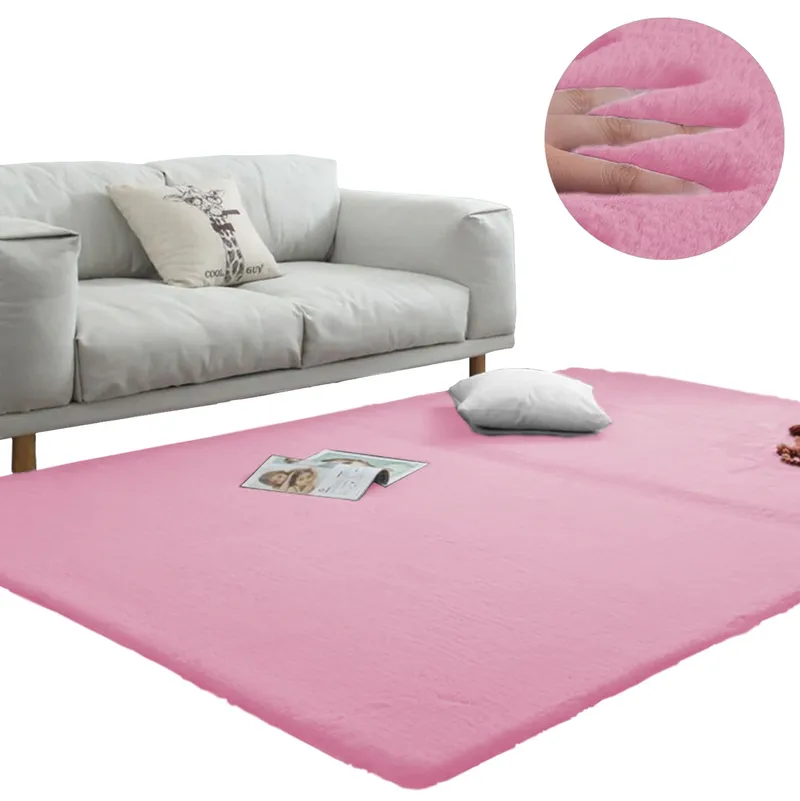 Dywan Rabbit 100x60 cm Miękki Pluszowy Do Salonu I Sypialni - SakuraPink