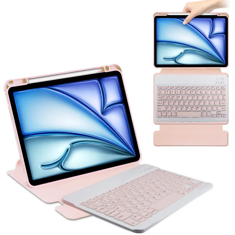 Etui Z Klawiaturą 360 Do IPad Air 13 M4/M3/M2 Ochronne - Różowe