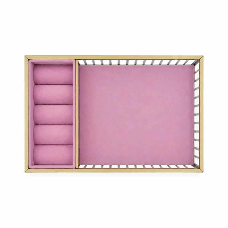 Szklana Szkatułka Na Biżuterię 26x13x4cm Organizer - Różowa