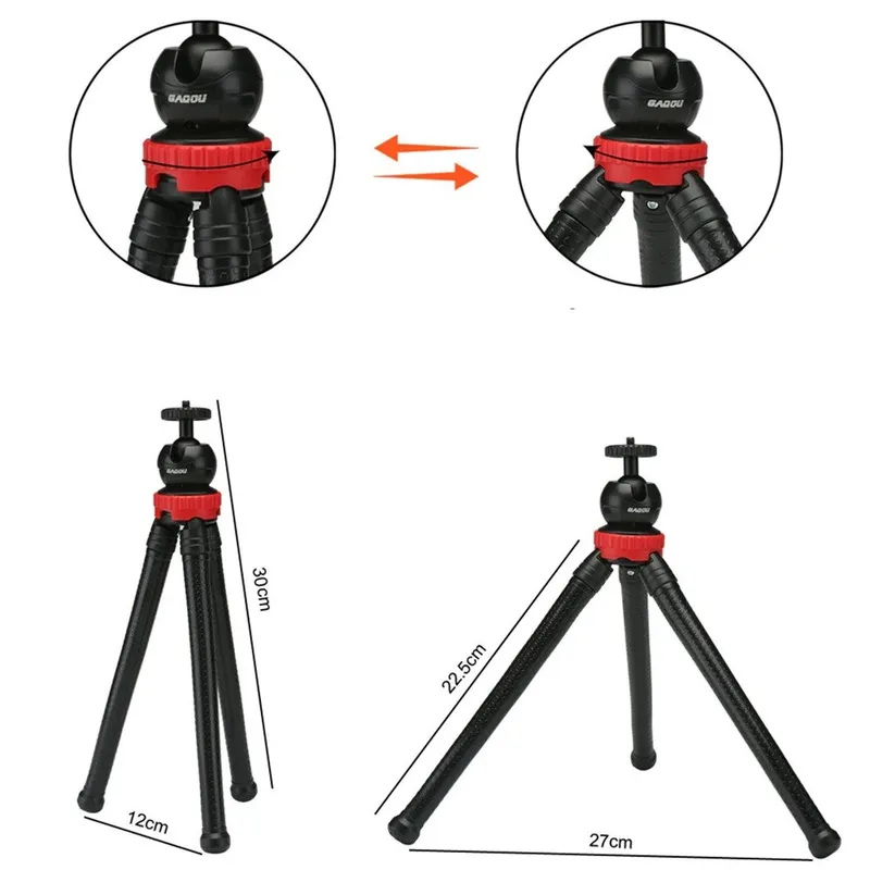 Statyw Tripod Elastyczny Uniwersalny Do Telefonu GoPro Gwint 1/4 - Czarny