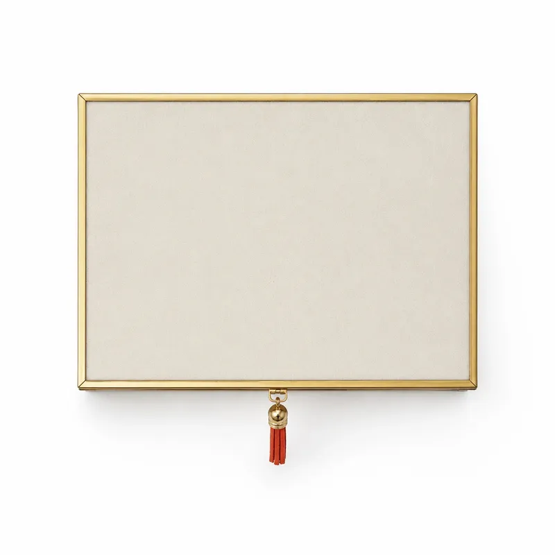 Szkatułka Na Biżuterię 18x13x7 cm Welurowa Organizer - Beżowa
