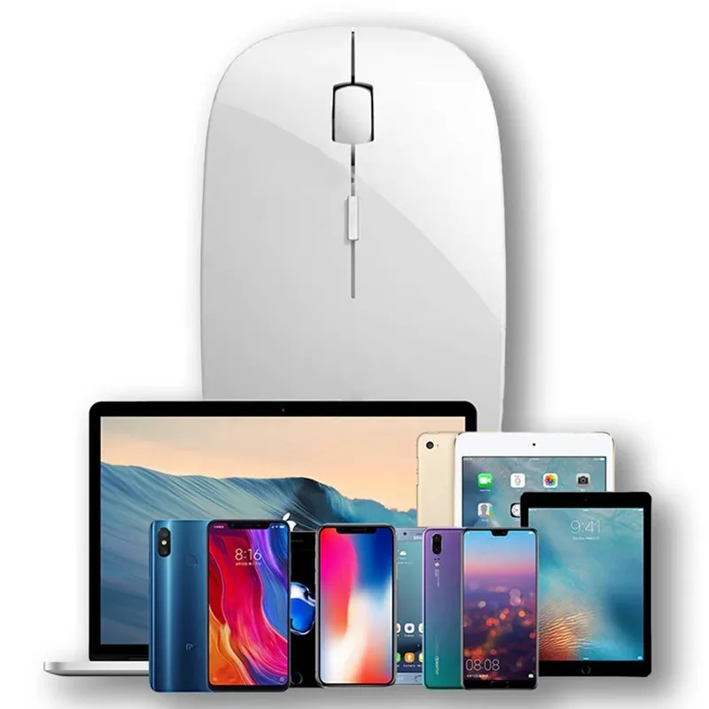 Myszka Bezprzewodowa Bluetooth 2.4G Sensor Optyczny - Biała