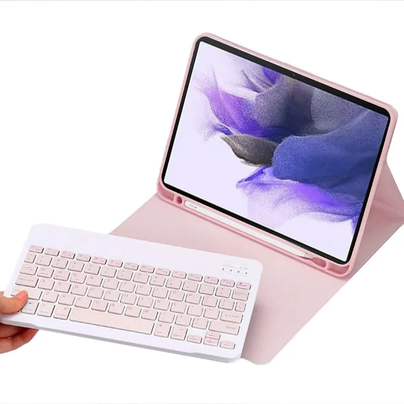 Etui Z Klawiaturą Do Galaxy Tab S7/S7 Plus 12.4 SM-T736 - Różowe