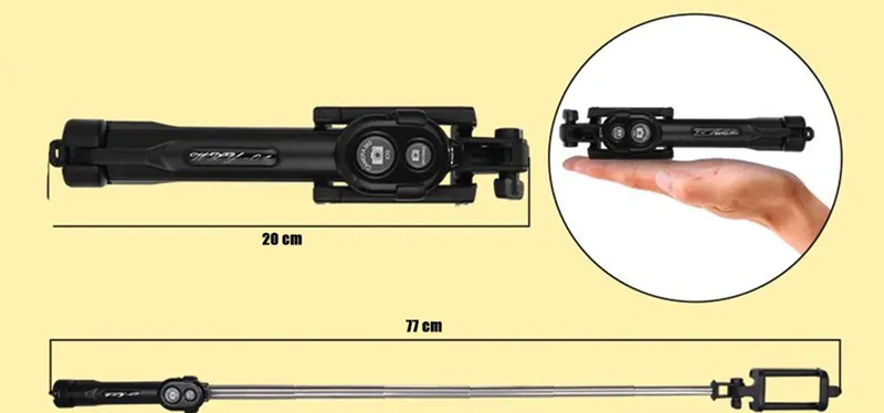 Selfie Stick Statyw 2w1 Bluetooth Uchwyt Monopod - Czarny