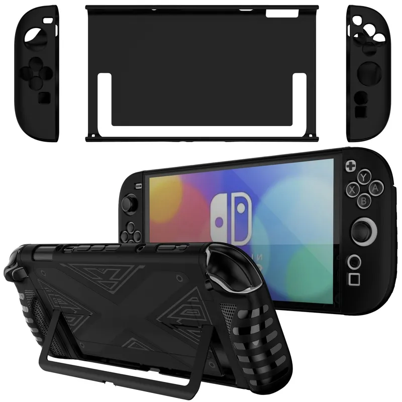 Etui Do Nintendo Switch 2 Silikonowe Kickstand 3-CZĘŚCIOWE - Czarne